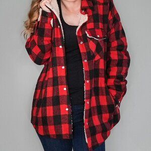 Bluivy Buffalo Plaid Shacket - Black/Red